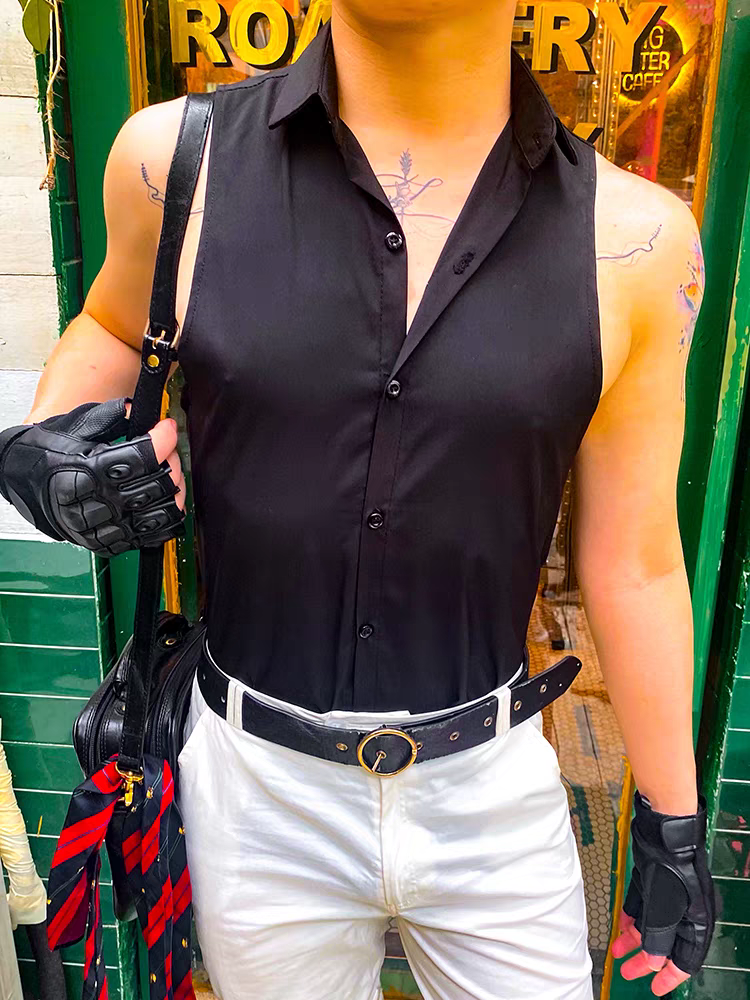 Casual Business Lapel Single-Breasted Sleeveless Shirt - SBS071