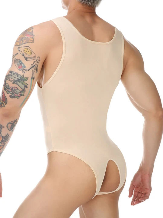 Men's Sexy Sleeveless Elastic Back Open Bodysuit - LTY040 - YDressup