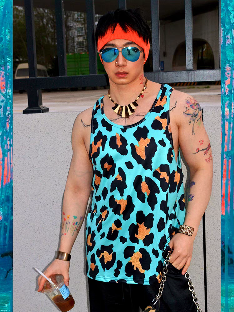 Hip Hop American Street Style Loose Casual Printed Leopard Print Sports Tank Top - SBS067