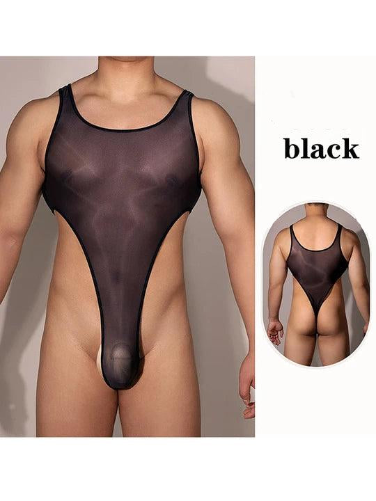 Men's High Cross Sexy Nylon Bodysuit - LTY029 - YDressup