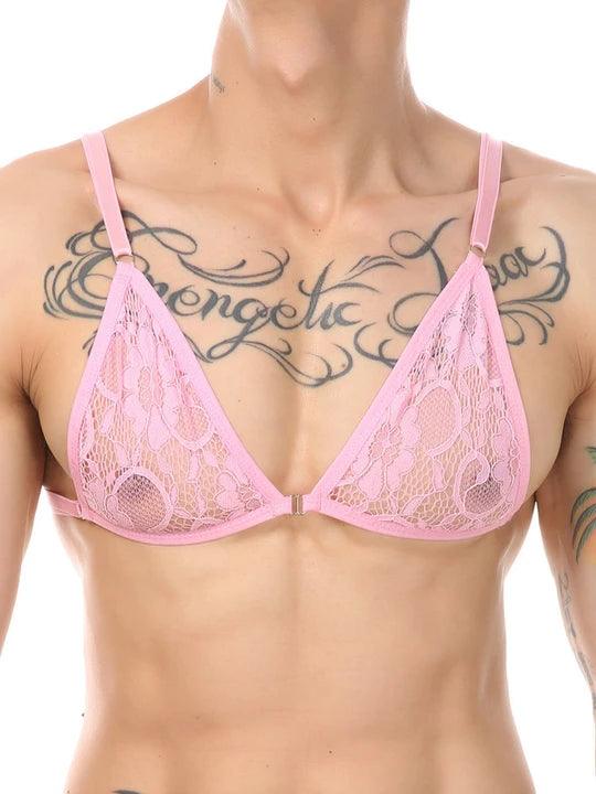 Men's Bikini Lace Bra Thongs Underwear Suit - QQNY011 - YDressup