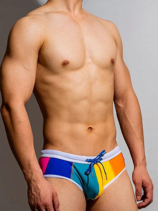 D.M Low Waist Sexy Rainbow Swim Briefs - YK015 - YDressup