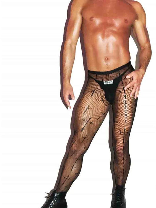 Men's Cross Pattern Fishnet Pantyhose - CW020 - YDressup