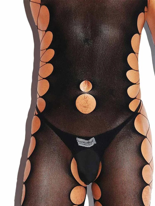 Men's Crotchless One-Piece Suspender Stockings - LTW020 - YDressup