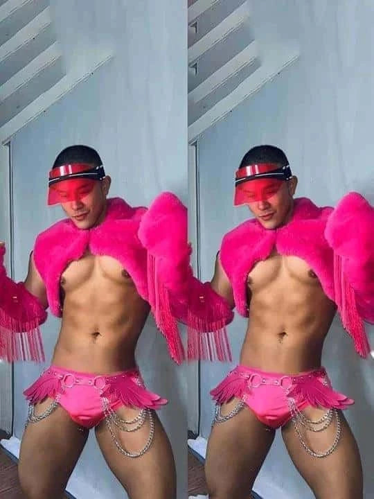 Plush Fringed Pink Top Performance Costume Set - CL003 - YDressup