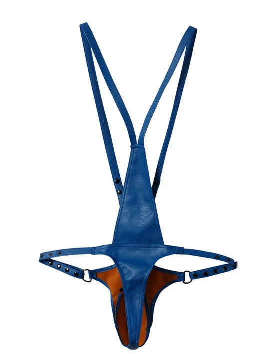 Men's Sexy Adjustable Leather Thong Bodysuit - KB044 - YDressup