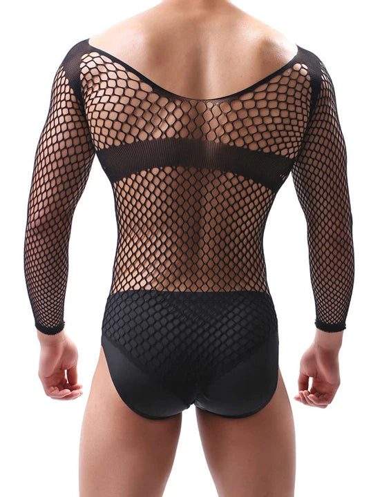 Men's V-Neck One-Piece Mesh Suit - LTW019 - YDressup