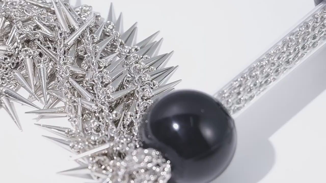 BDSM Erotic Toy Silver Metal Tassel Whip -PJ025