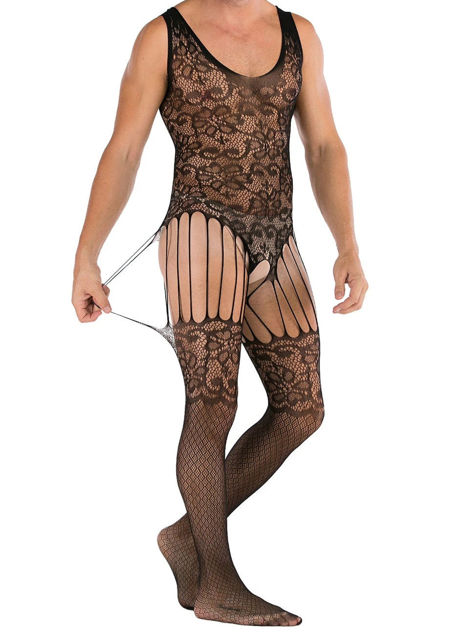 Sexy Sleeveless Jacquard Open-Crotch Body stocking - LTW039