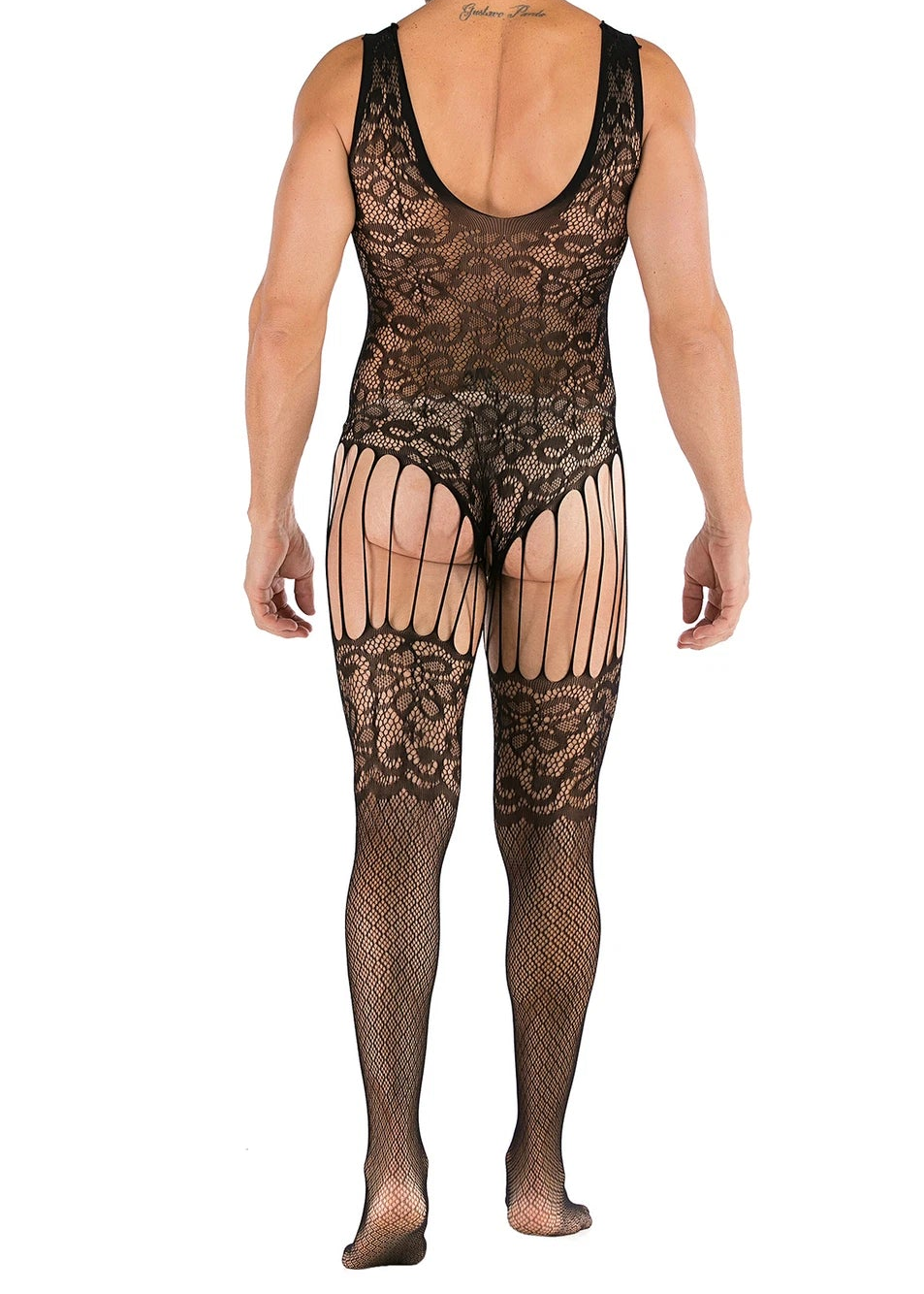 Sexy Sleeveless Jacquard Open-Crotch Body stocking - LTW039