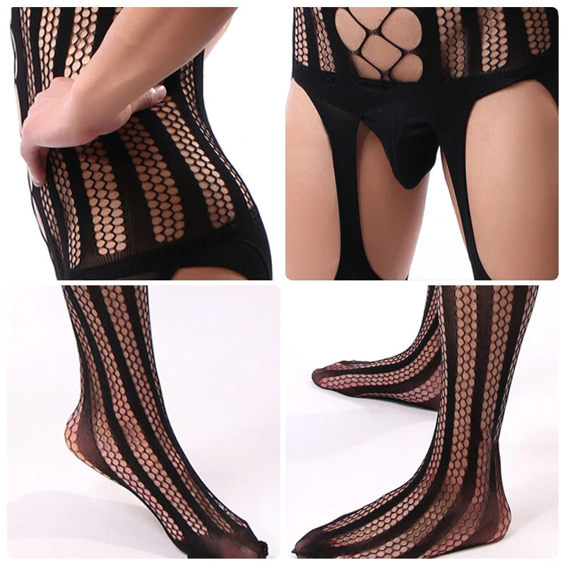 Gay Men’s Hollow Mesh Fishnet Stockings - LTW025 - YDressup