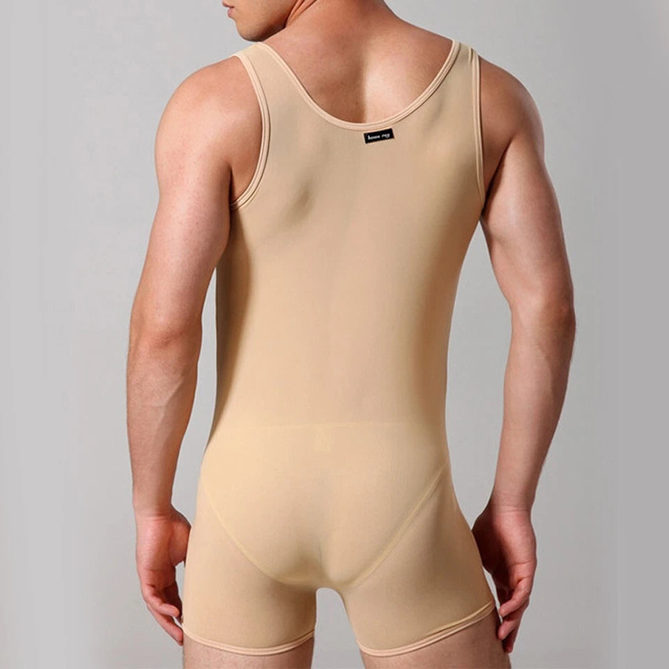 Mens Elastic Vest Mesh Bodysuit Jumpsuit - LTY052 - YDressup