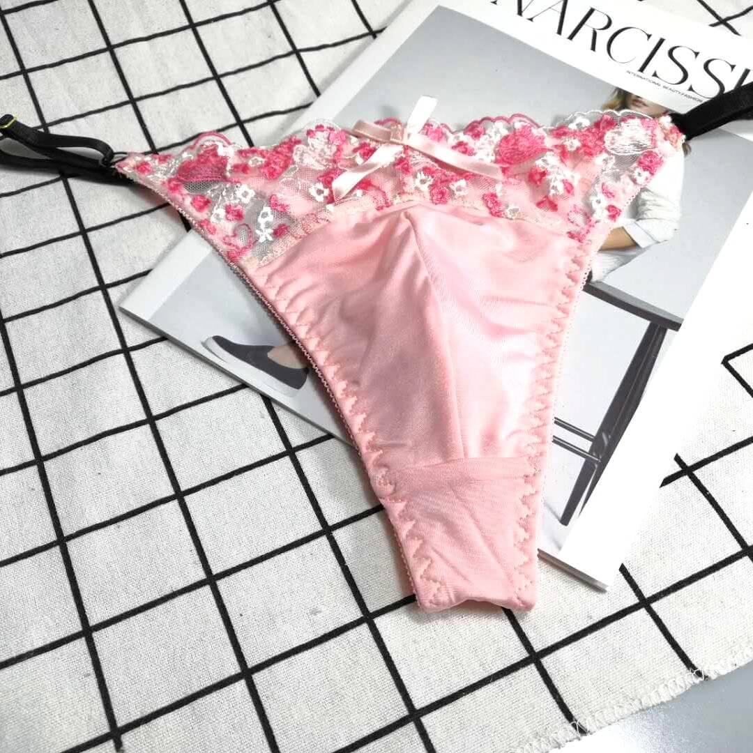 Sexy Floral Lace Mesh Thong for Femboys - FU008