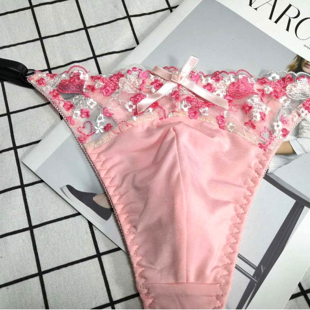 Sexy Floral Lace Mesh Thong for Femboys - FU008